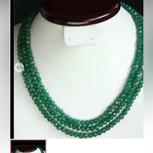 3 strand natural Emerald Necklace